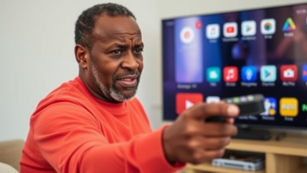 Man upset with setting a smart-tv