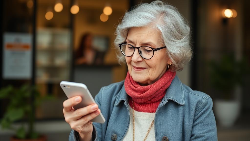 Senior woman accessing a friendly banking app